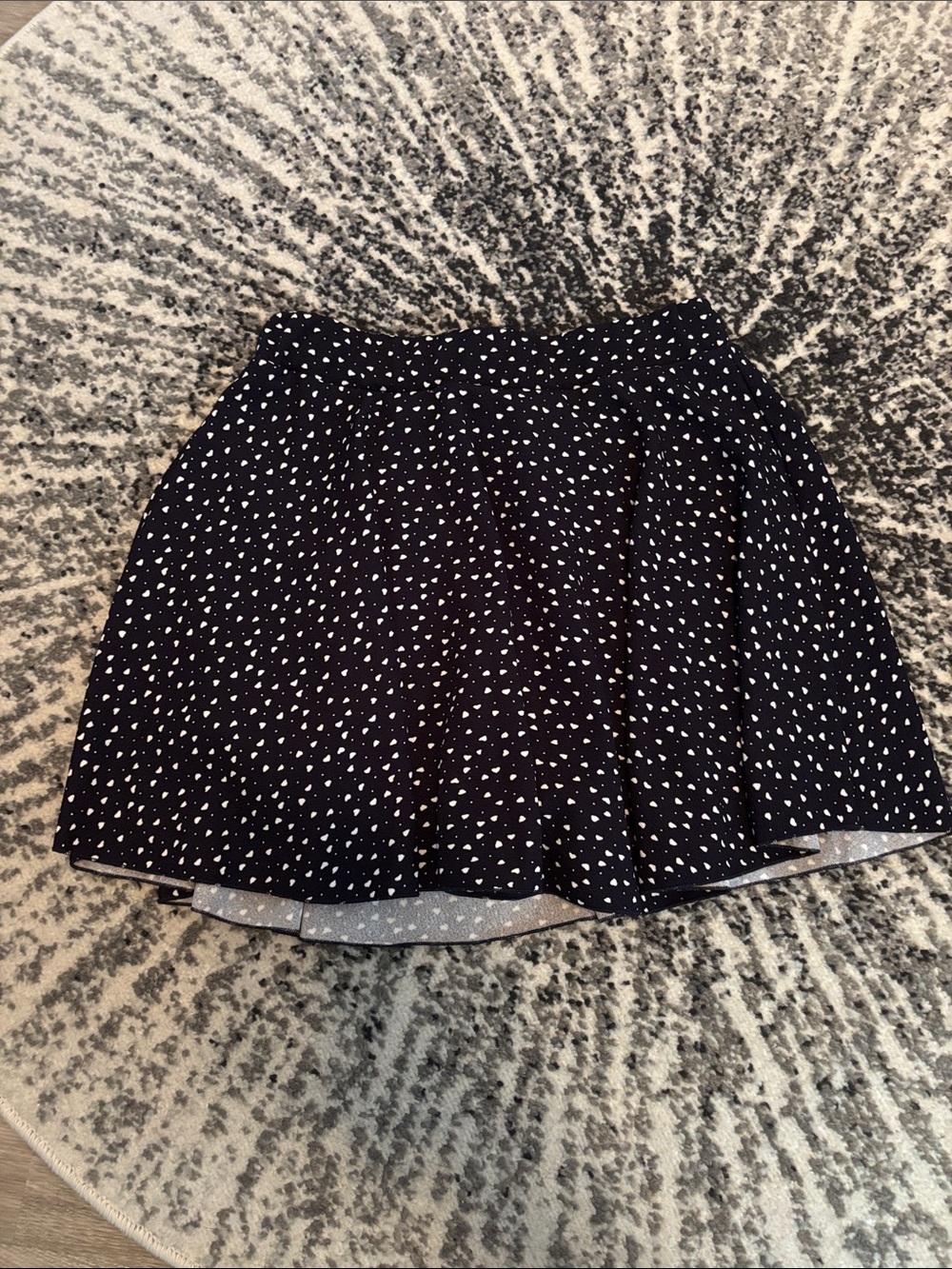 Navy blue and white heart print Flared Women's Skort